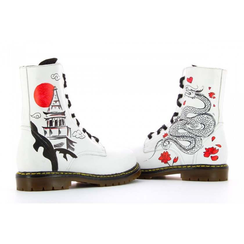Botas Brancas Personalizadas - Japão Bruber (Pele Legítima)