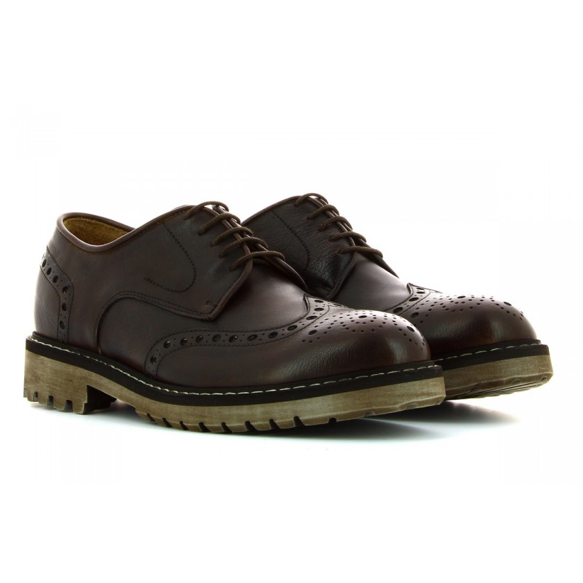 Sapatos Casual Derby Full Brogue Homem Castanhos Sola EVA Bruber