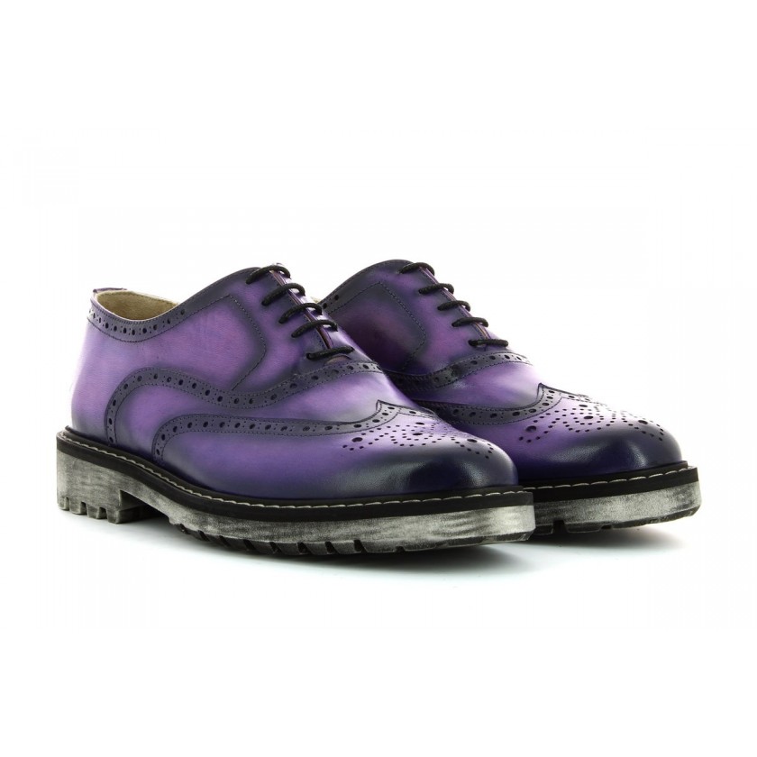 Sapatos Oxford Wingtip Homem em Pele Roxa com Sola EVA Bruber - Tamanho 43