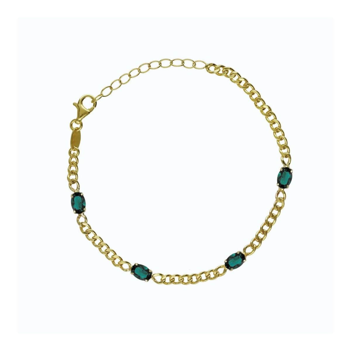 Pulseira ajustável banhada a ouro canela com 4 cristais verdes em ...