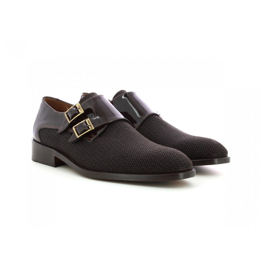 Sapato Castanho Double Monk Strap com 2 Fivelas Paulita