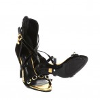 Sandálias Preto / Ouro de Luxo Feminina